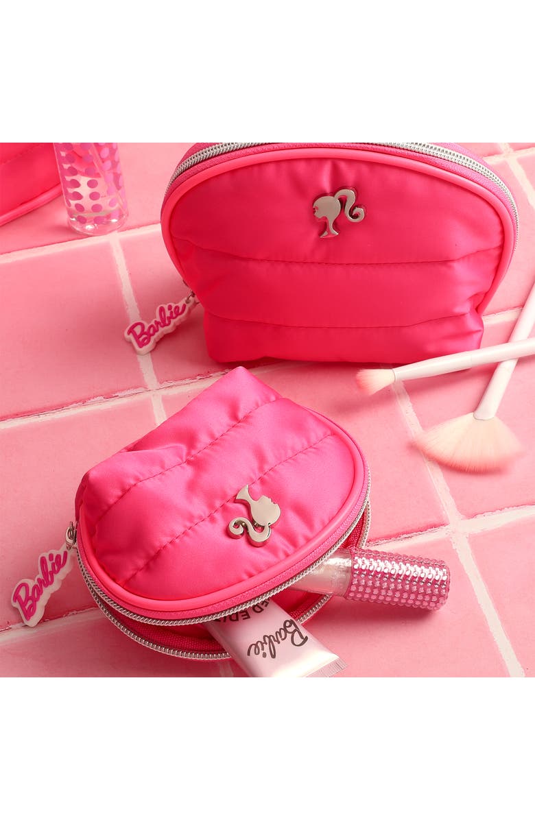 Barbie Pink Quilted Makeup Bag Set, Large and Small, Alternate, color, Pink