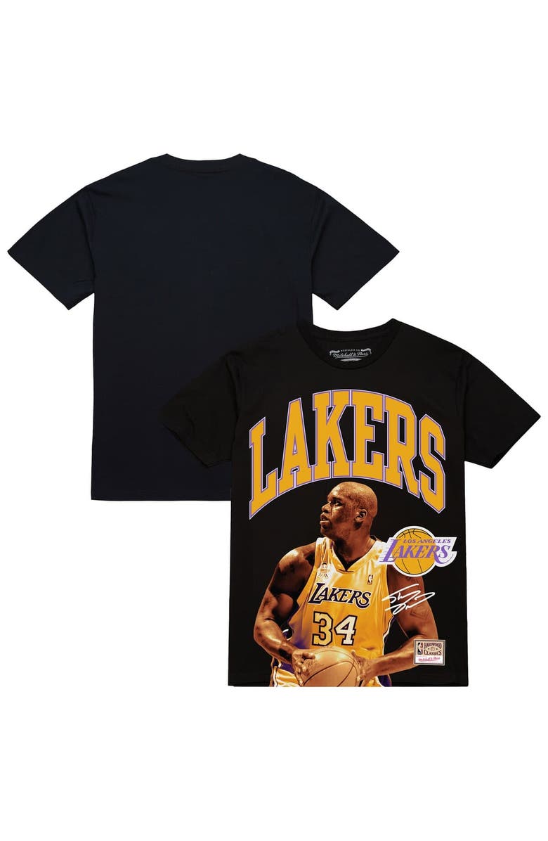 Mitchell & Ness Men's Mitchell & Ness Shaquille O'Neal Black Los Angeles Lakers Hardwood Classics Player Arch T-Shirt, Main, color, Black