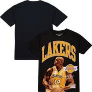 Mitchell & Ness Men's Mitchell & Ness Shaquille O'Neal Black Los Angeles Lakers Hardwood Classics Player Arch T-Shirt