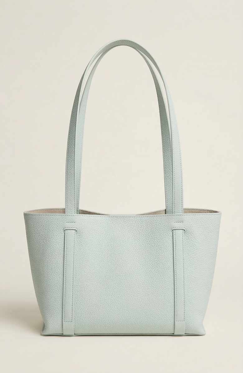 Modenaire Pebbled Leather Tote Bag with Removable Pouch and Charm, Alternate, color, Blue