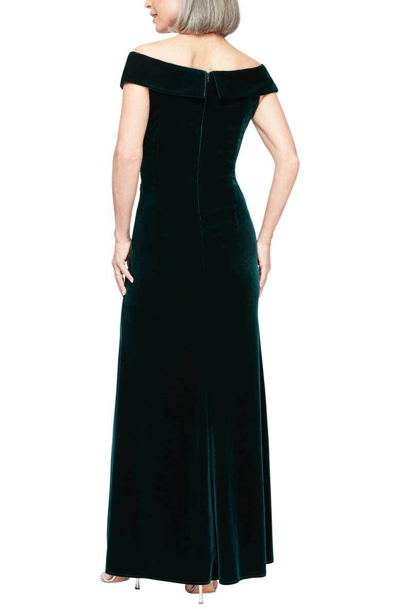 Alex Evenings Off the Shoulder Velvet Gown, Alternate, color,