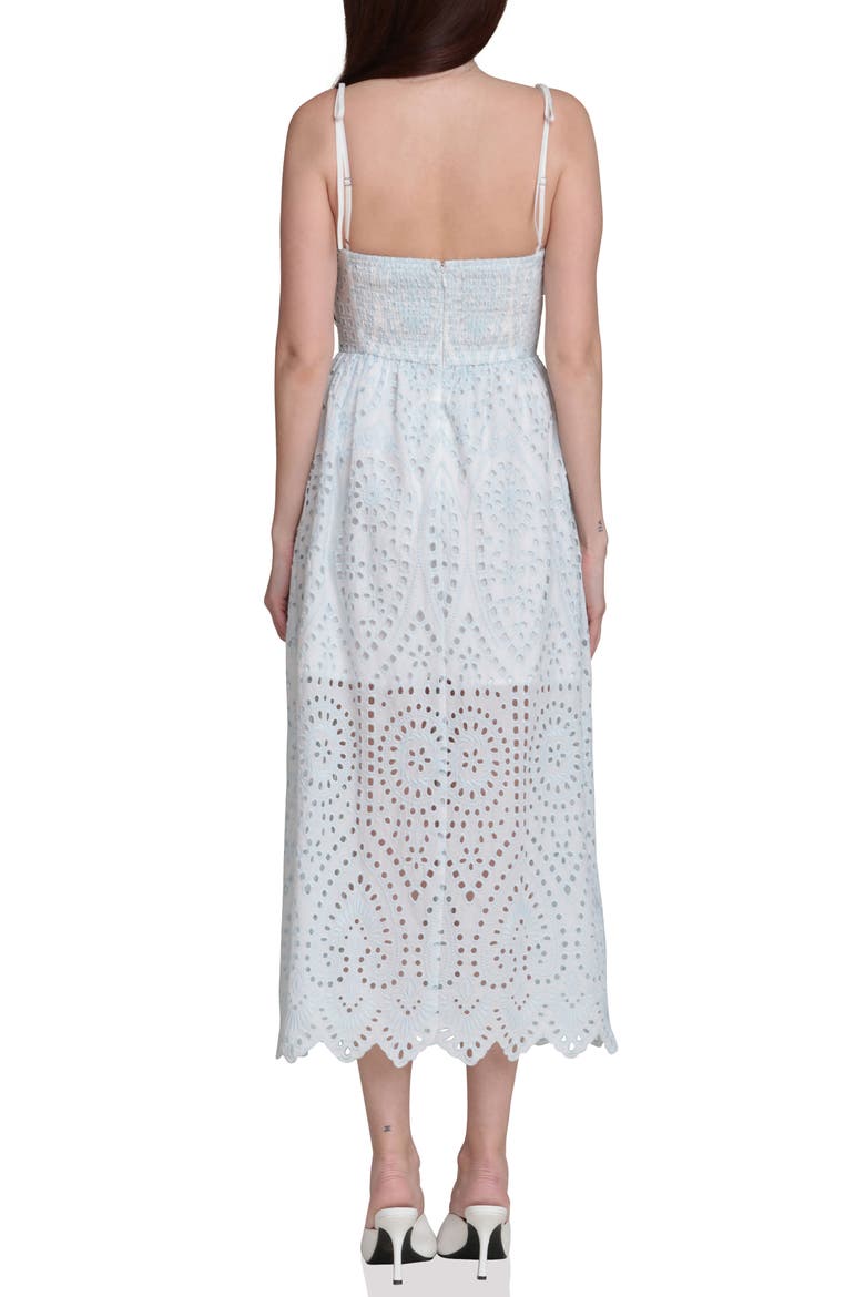 Broderie Anglaise Cotton Midi Dress, Alternate, color, WHITE