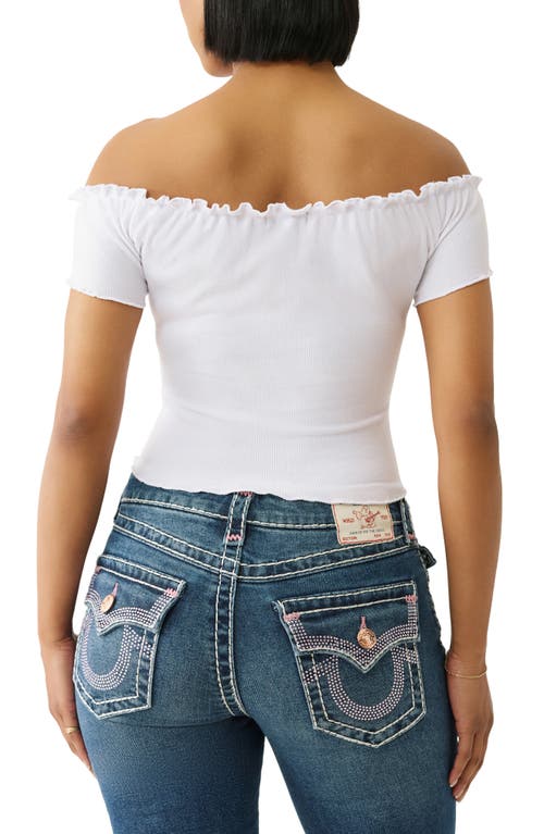 True Religion Lettuce Trim Rib Top In White