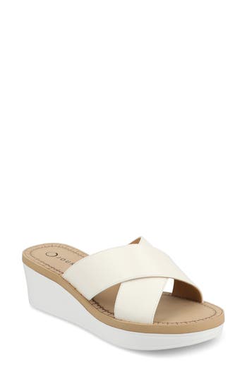 Shop Journee Collection Biara Platform Wedge Sandal In White