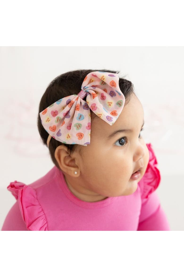 Candy Hearts Valentine's Day Tulle Bow Baby Headband, Alternate, color, Multicolor