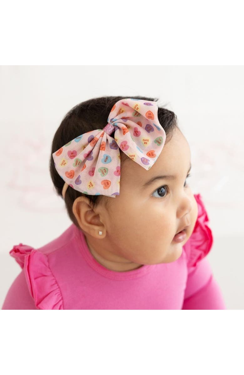 Sweet Wink Candy Hearts Valentine
s Day Tulle Bow Baby Headband, Alternate, color, 