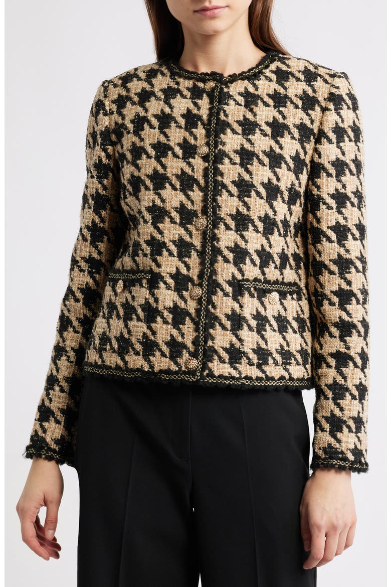 The Juno Metallic Houndstooth Jacket, Alternate, color, BROWN HOUNDSTOOTH