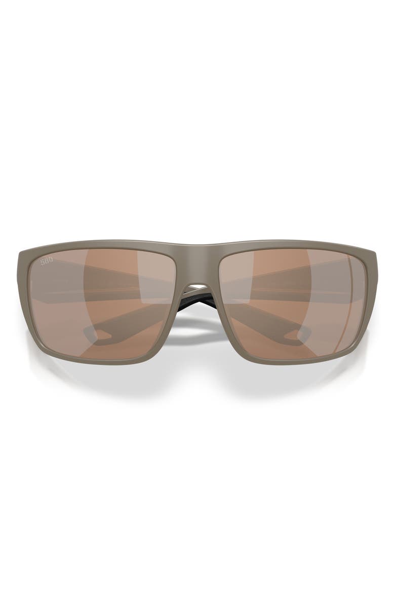 Costa Del Mar Fly Line 64mm Polarized Oversized Rectangular Lenses, Alternate, color, Sand / Copper Silver