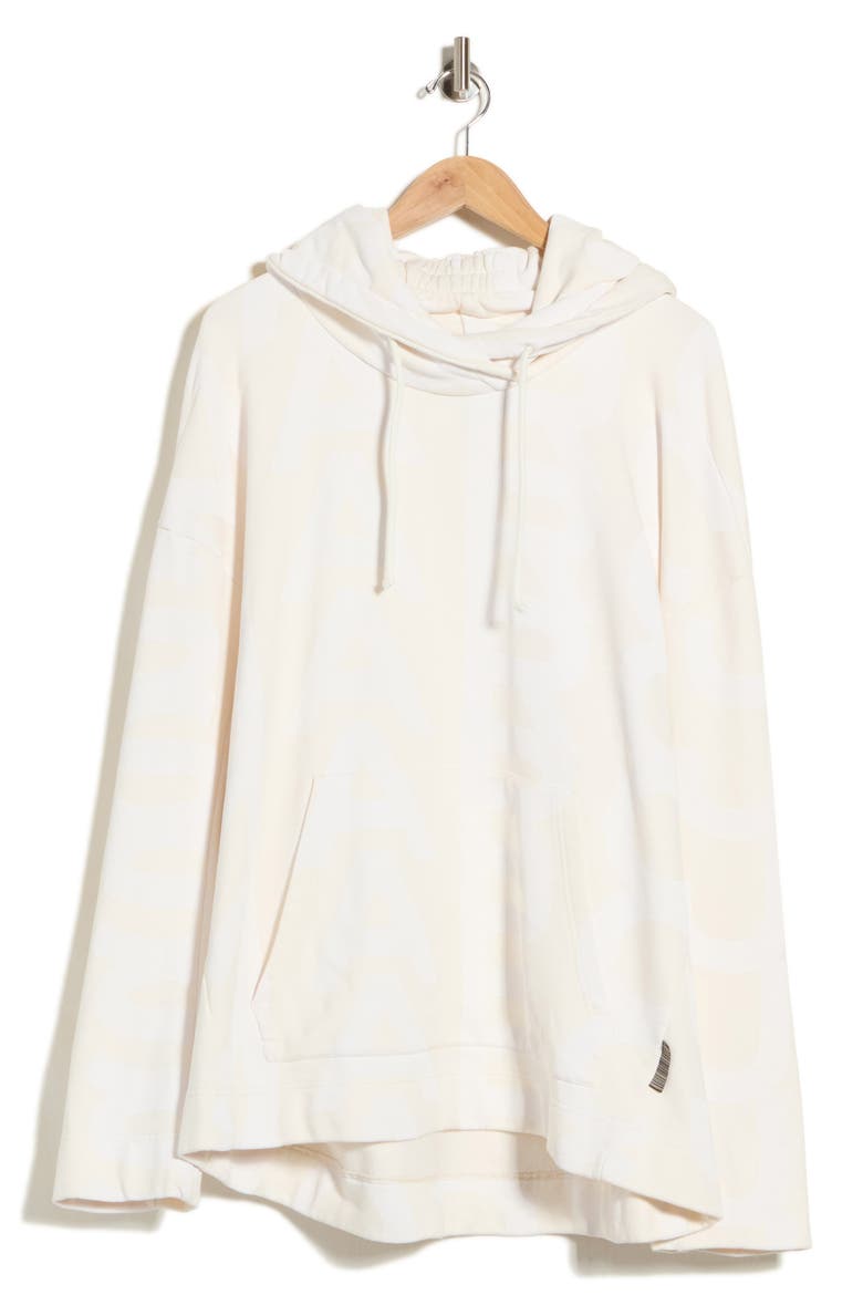 Monogram Oversize Pullover Hoodie, Main, color, EGGSHELL/OPTIC WHITE