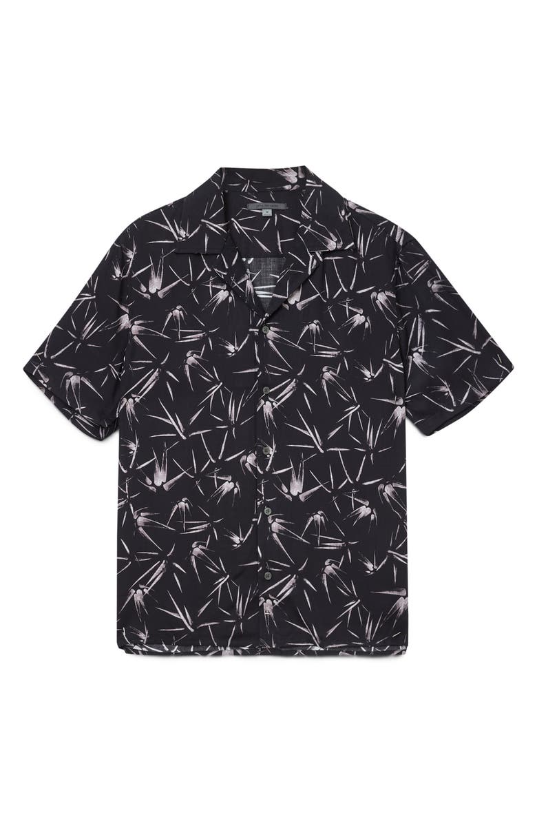 John Varvatos Dan Print Modal Camp Shirt, Alternate, color, Black