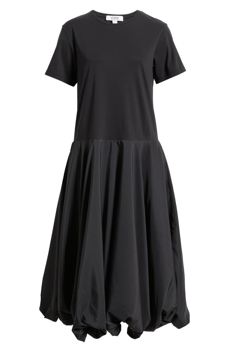 COS Mixed Media Balloon Maxi Dress, Alternate, color, Black Dark