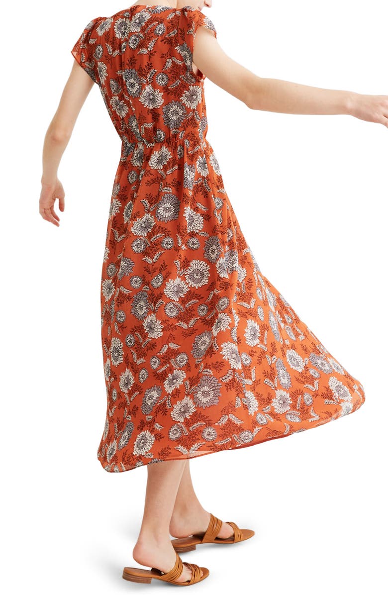 Madewell Sheer Sleeve Button Front Dress, Alternate, color, 