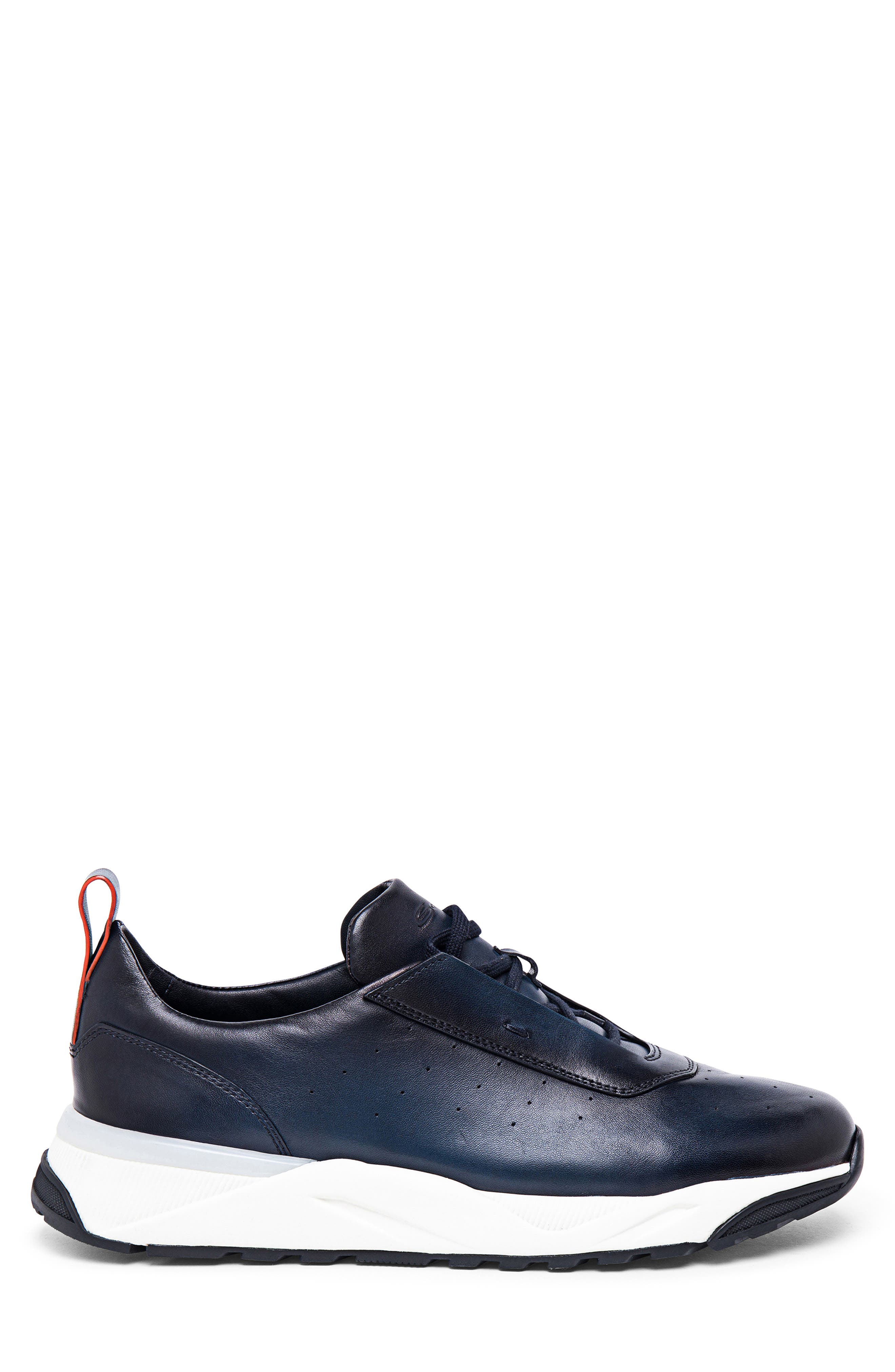 Leather Sneaker, Alternate, color, BLUE