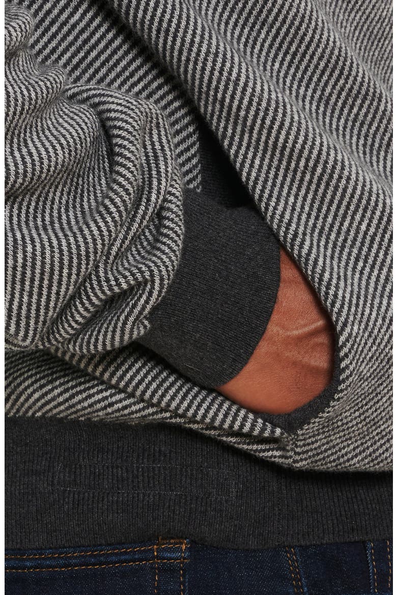 Draco Stripe Cotton & Cashmere Zip Hoodie, Alternate, color, LIGHT GREY