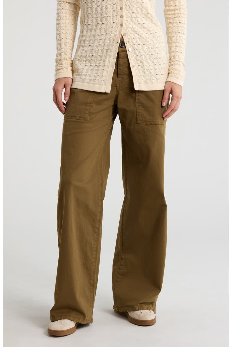 Cruiser Wide Leg Stretch Twill Pants, Main, color, DIRTY MARTINI GREEN