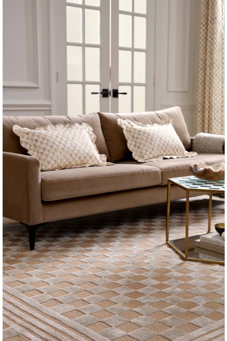 Check Reversible Scallop Lumbar Pillow, Alternate, color, MOCHA