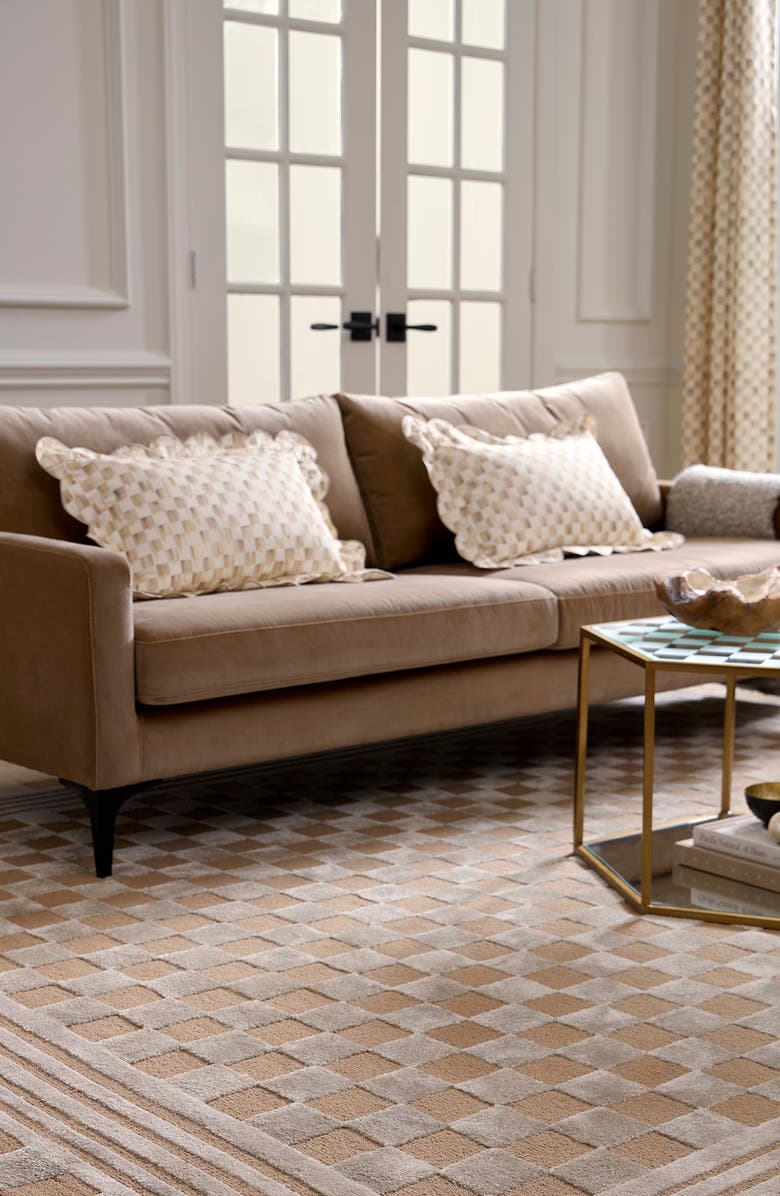 MACKENZIE CHILDS Check Reversible Scallop Lumbar Pillow, Alternate, color, Mocha