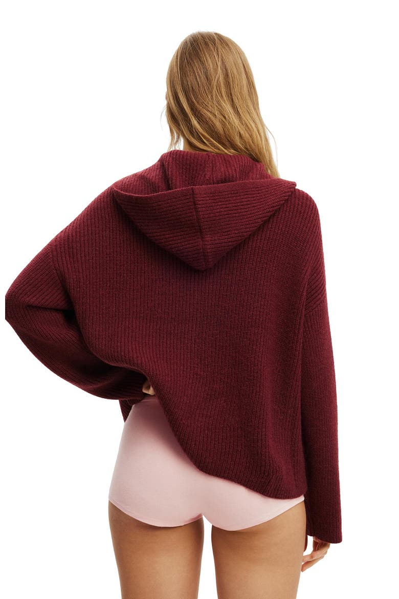 Women's Zip Through Oversized Knit Hoodie, Alternate, color, Gingerberry