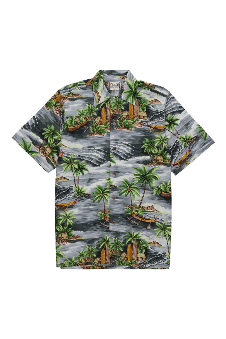 Outrigger Printed Cotton Shirt, Main, color, Silver