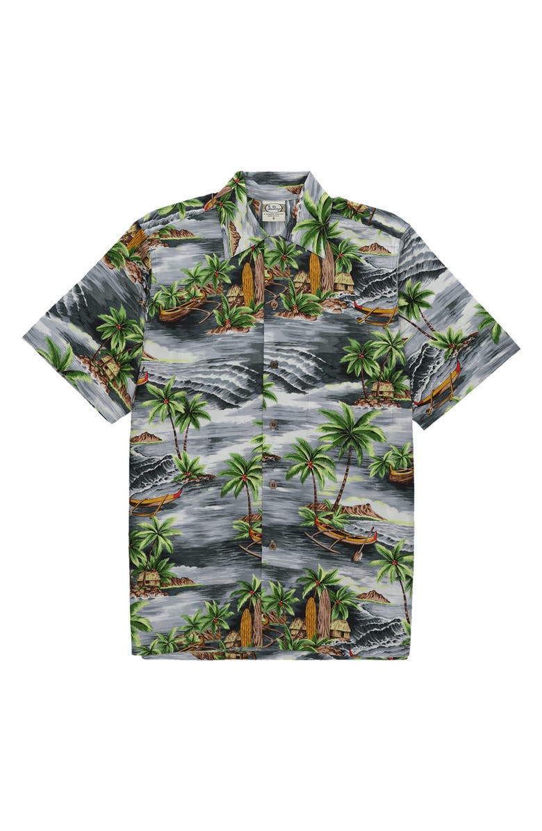 Fortela Outrigger Printed Cotton Shirt, Main, color, Silver