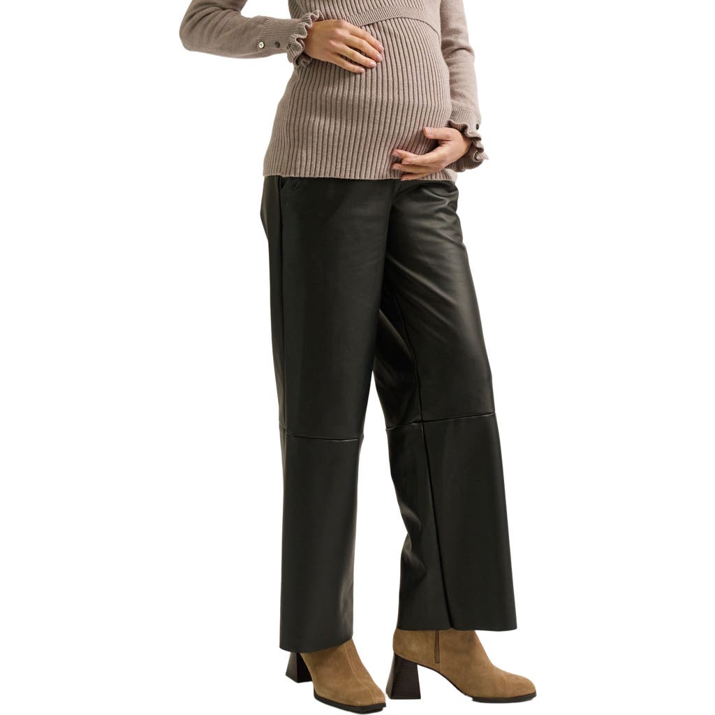 Zzdnu Cache Couer Alix Maternity Faux Leather Pants In Black