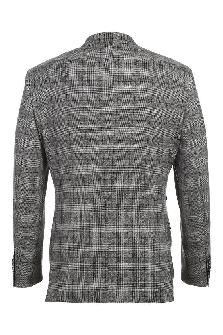 Plaid Trim Fit Peak Lapel Two-Piece Suit, Alternate, color, GREY