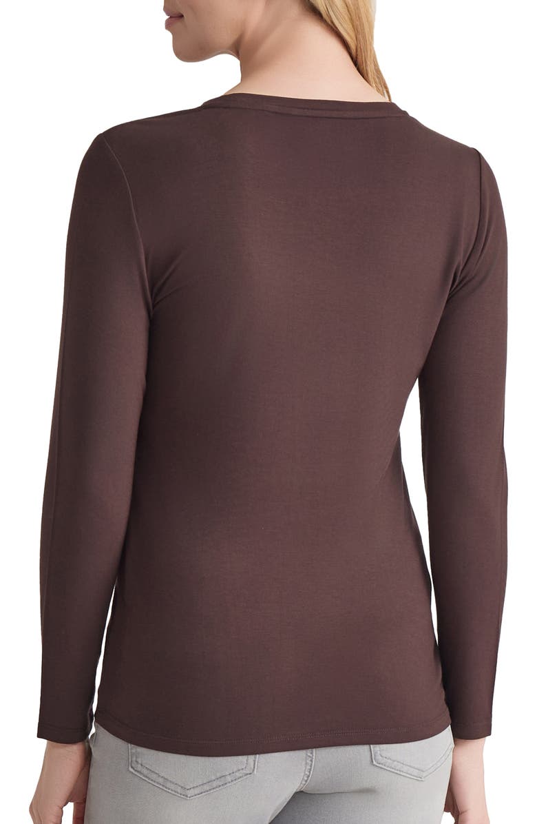 Jones New York Crewneck Long Sleeve T-Shirt, Alternate, color, Coffee Bean