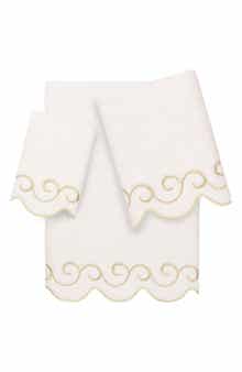 Simplicity Scalloped Scroll 3-Piece Turkish Cotton Towel Set