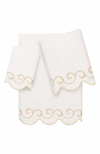 Simplicity Scalloped Scroll 3-Piece Turkish Cotton Towel Set