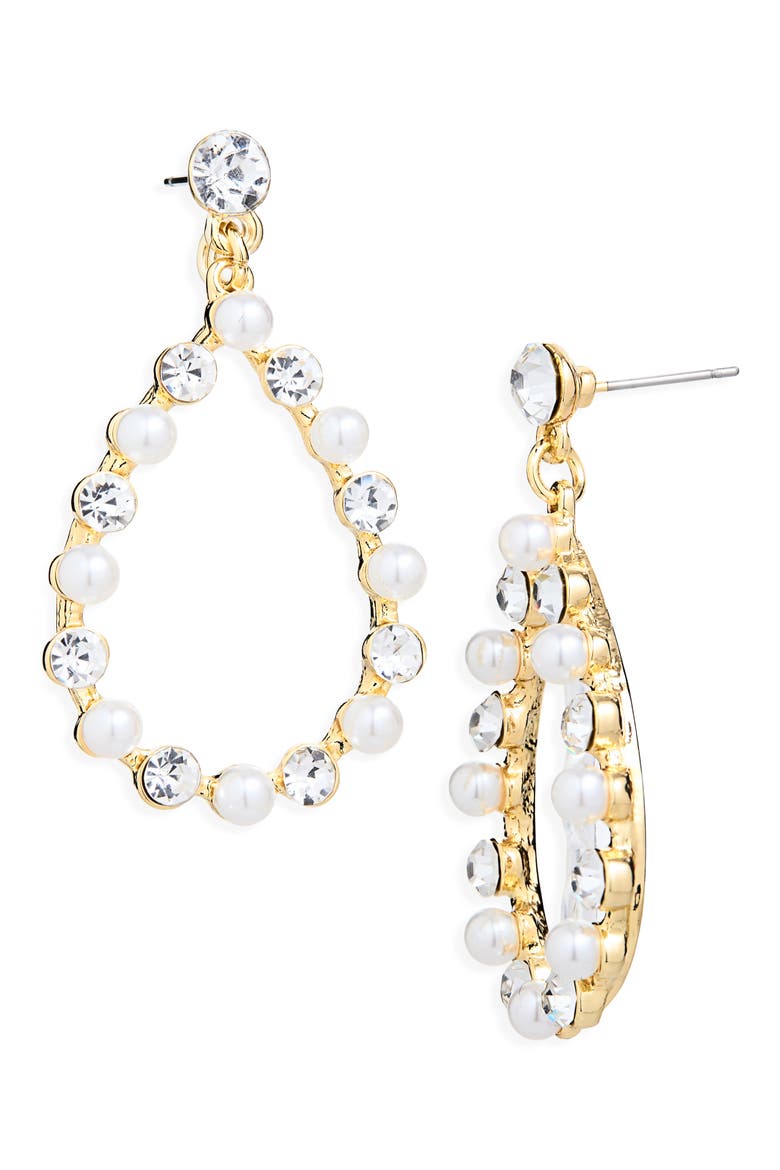Teardrop Drop Earrings, Main, color, GOLD/ IVORY