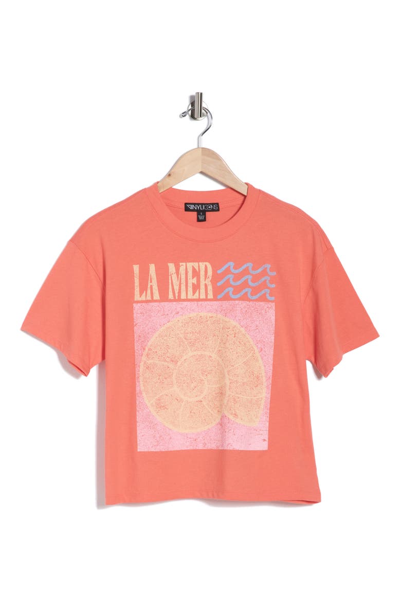 La Mer Graphic T-Shirt, Alternate, color, CORAL