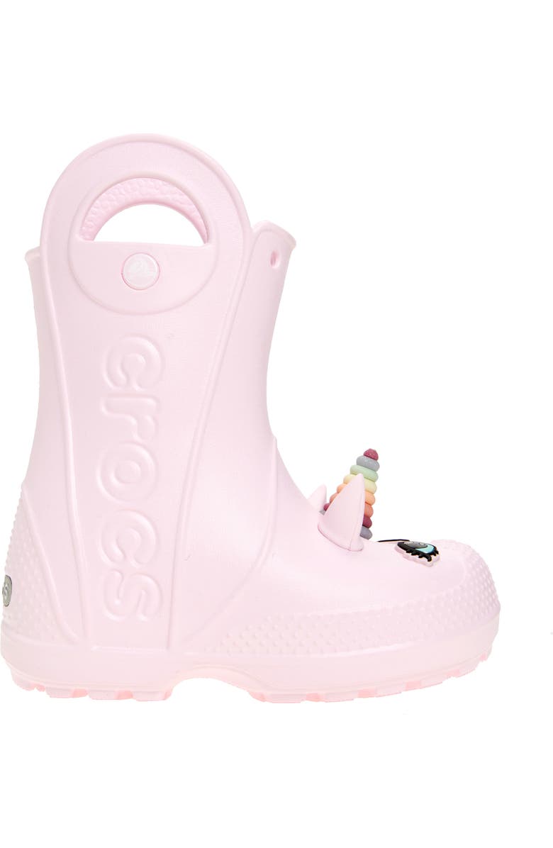 CROCS Kids' Handle It Unicorn Rain Boot, Alternate, color, Pink Milk