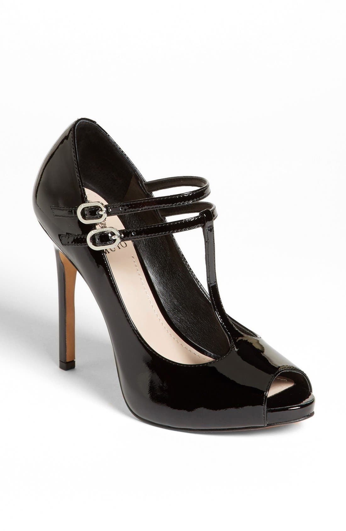 'Carlii' Patent Leather Peep Toe Pump, Main, color, BLACK