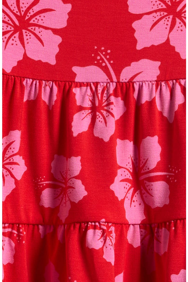 Hibiscus Punch Tiered Dress & Bloomers Set, Alternate, color, RED