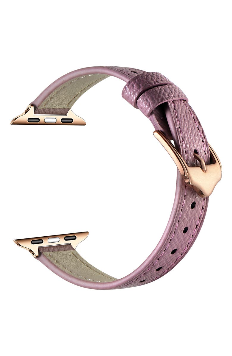 The Posh Tech Cleo Skinny Leather Apple Watch<sup>®</sup> Watchband, Alternate, color, Light Purple