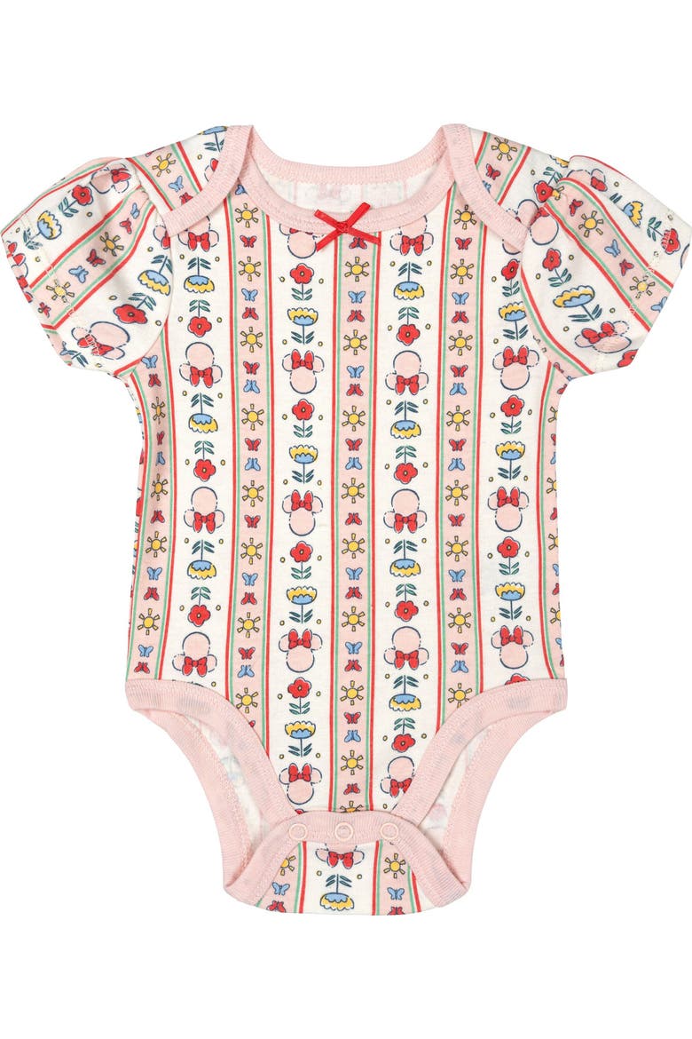 Minnie Mouse Girls' 5-Pack Short Sleeve Bodysuits, Alternate, color, Minnie Red Pink Yellow