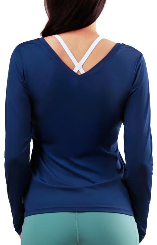Uv Skinz Long Sleeve Reverse Neck Tee In Blue