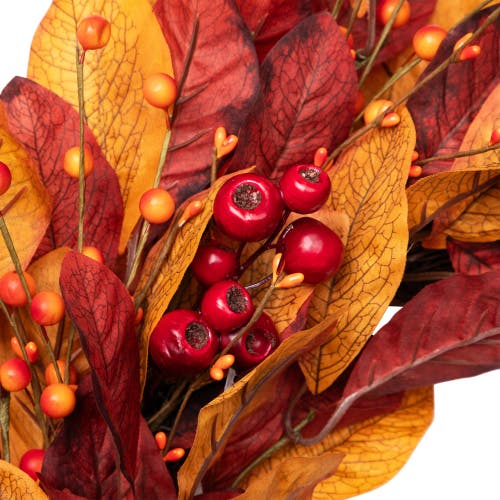 Northlight Berries With Leaves Artificial Fall Harvest Twig Wreath In Red