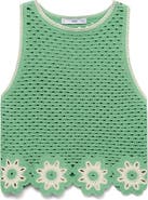 MANGO Floral Scallop Crochet Tank