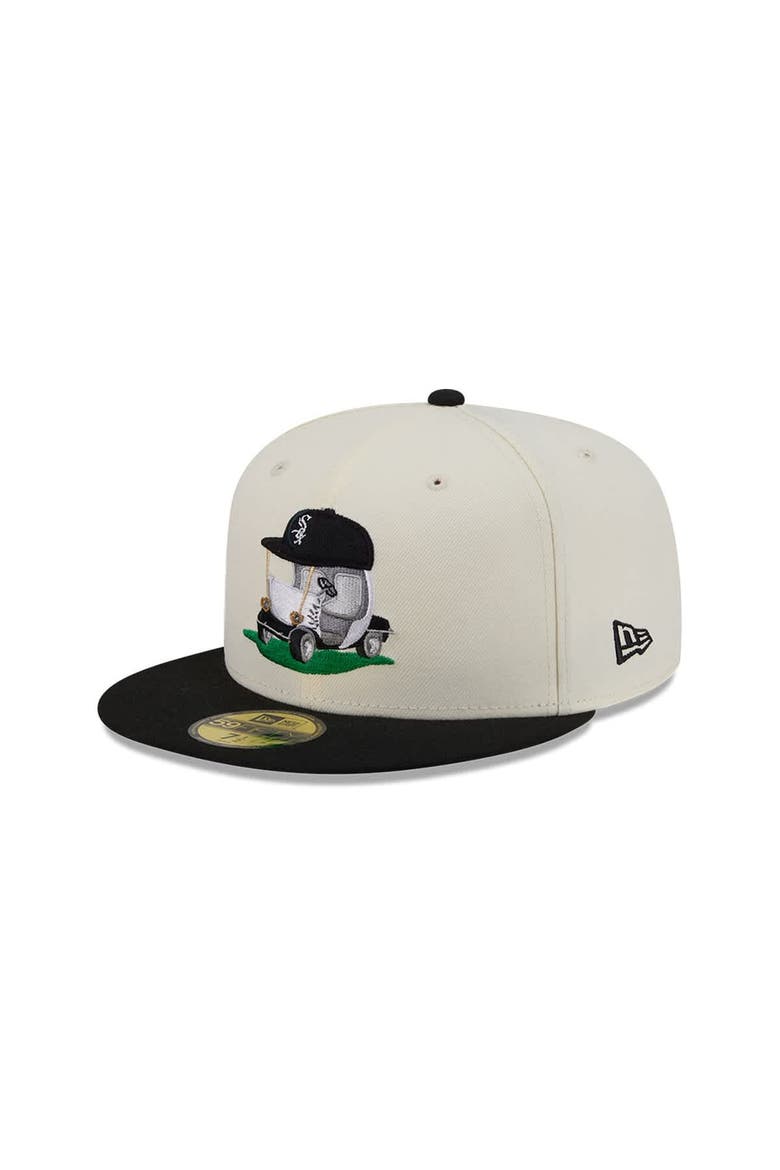 Men's New Era  Cream/Black Chicago White Sox Bullpen Cart 59FIFTY Fitted Hat, Alternate, color, Cream