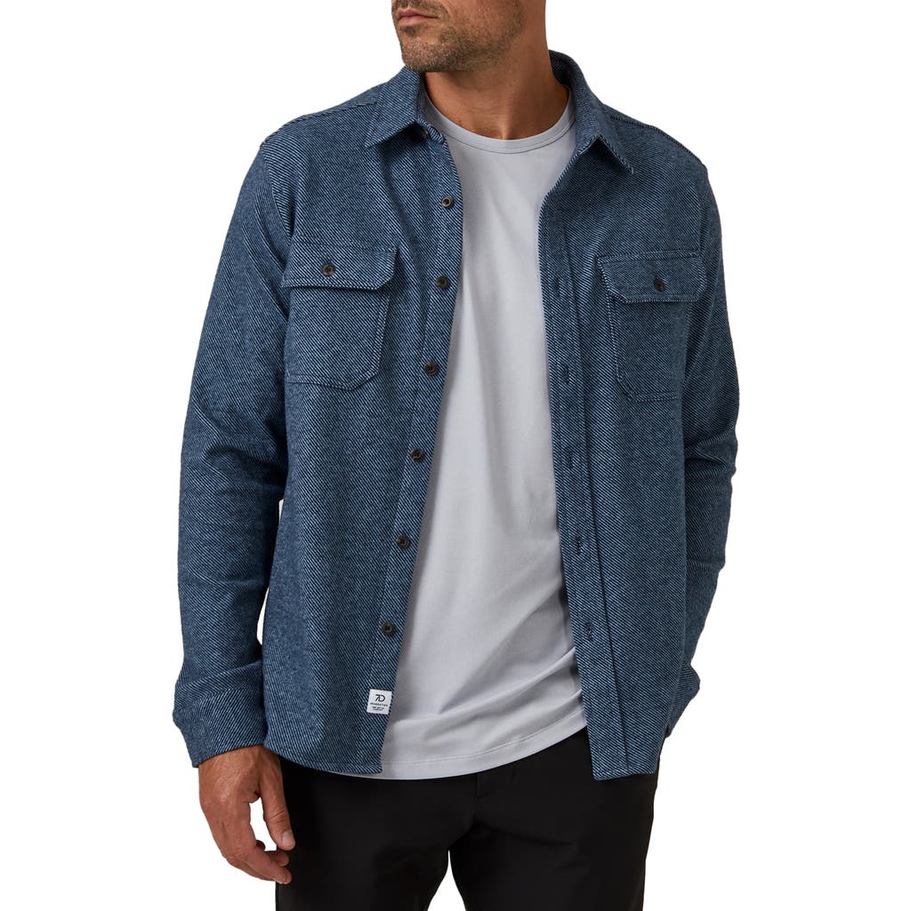 7 Diamonds Generations Stretch Twill Button-Up Shirt in Navy
