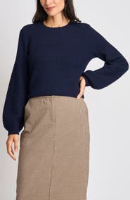 Halogen® Honeycomb Stitch Puff Sleeve Sweater