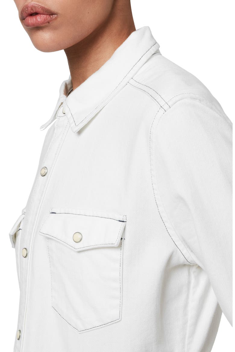Polly Long Sleeve Denim Midi Shirtdress, Alternate, color, WHITE