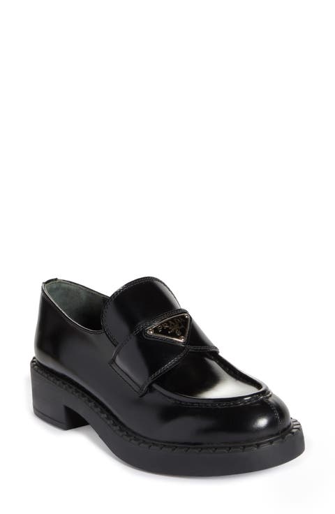 Triangle Logo Patent Leather Loafer (Women)