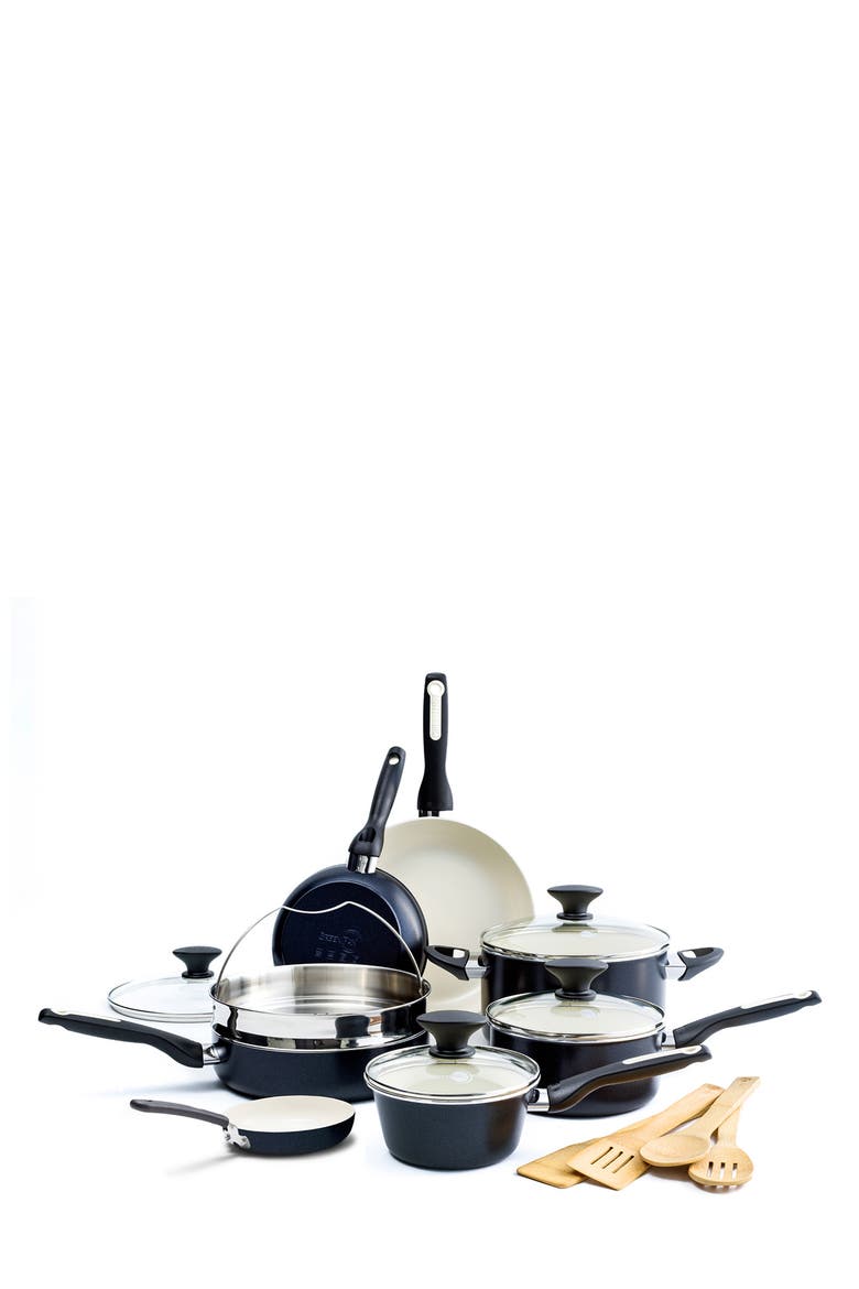 Rio Healthy Nonstick Ceramic Cookware Set, Main, color, BLACK