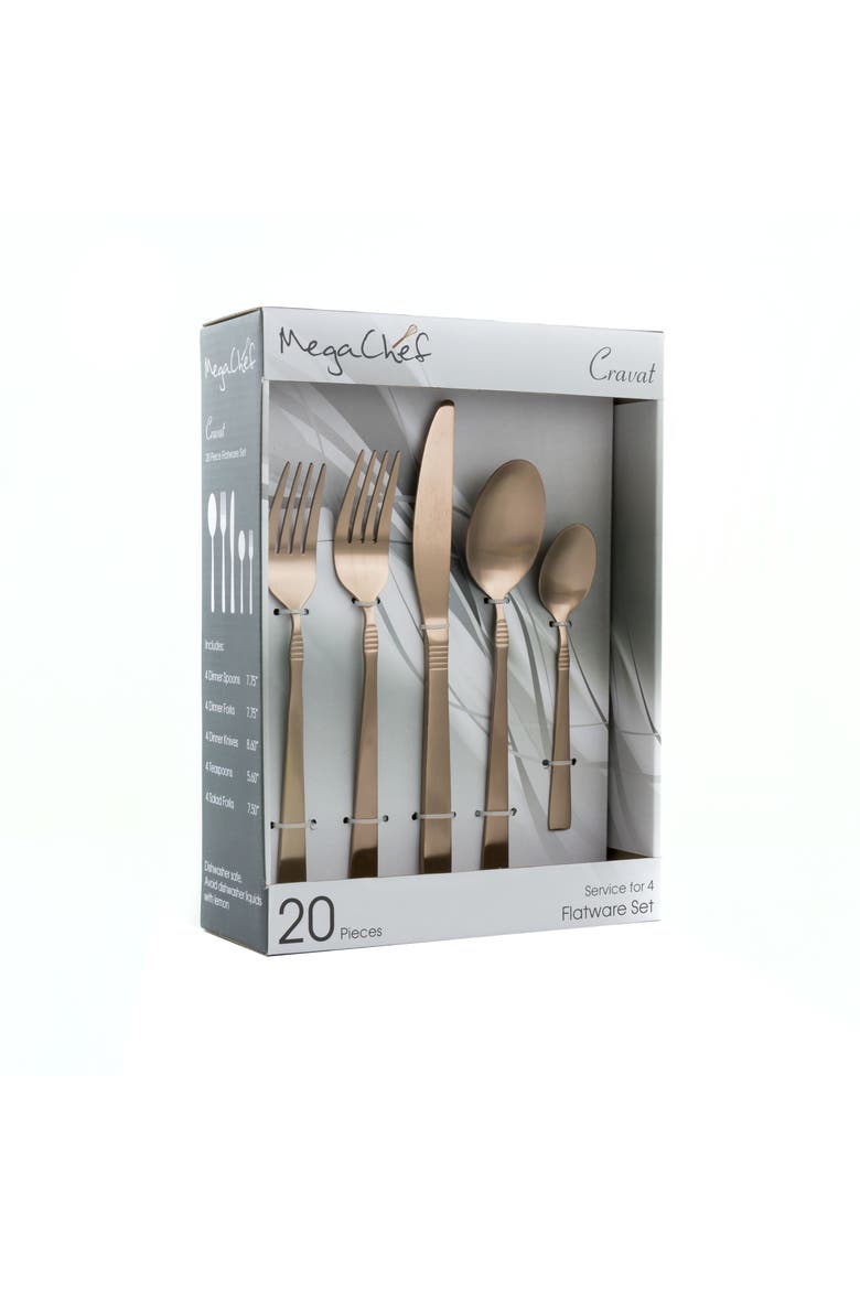 Cravat 20 Piece Flatware Utensil Set, Main, color, Matte Rose