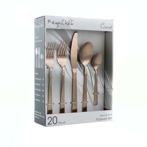 Cravat 20 Piece Flatware Utensil Set, Stainless Steel Silverware Metal Service for 4