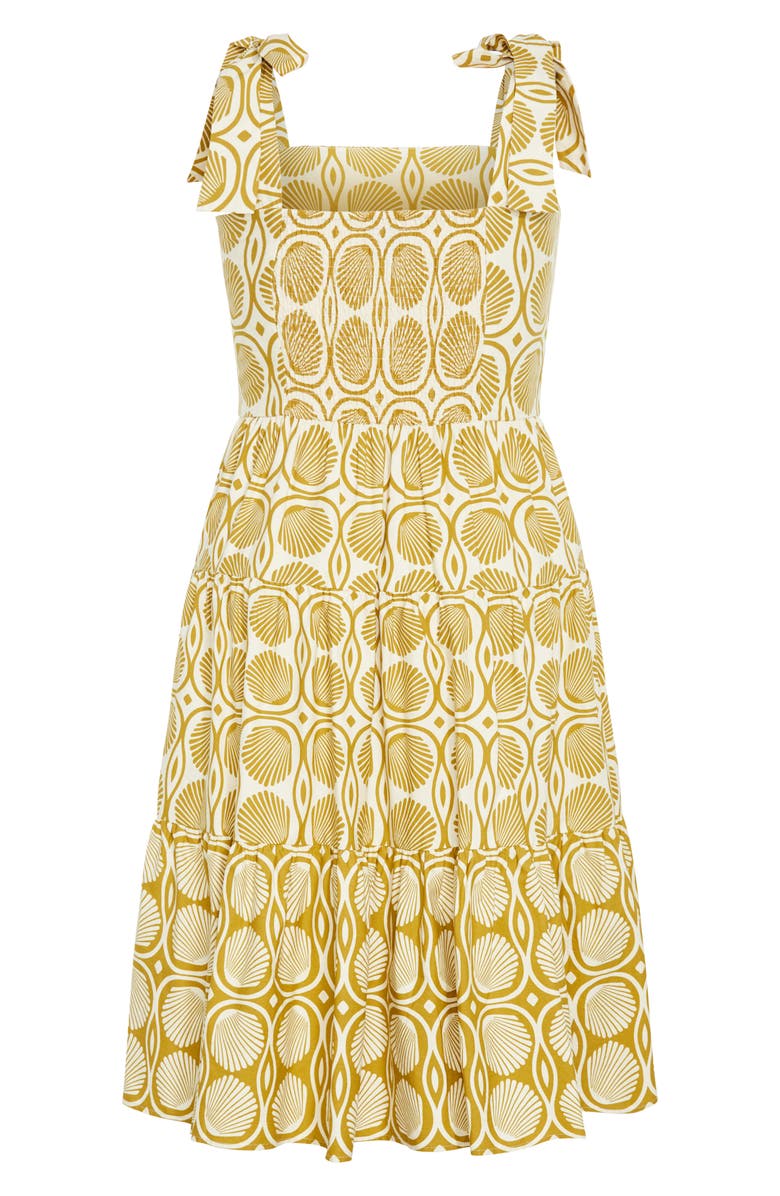 City Chic Leila Border Print Cotton Midi Sundress, Alternate, color, Seashells