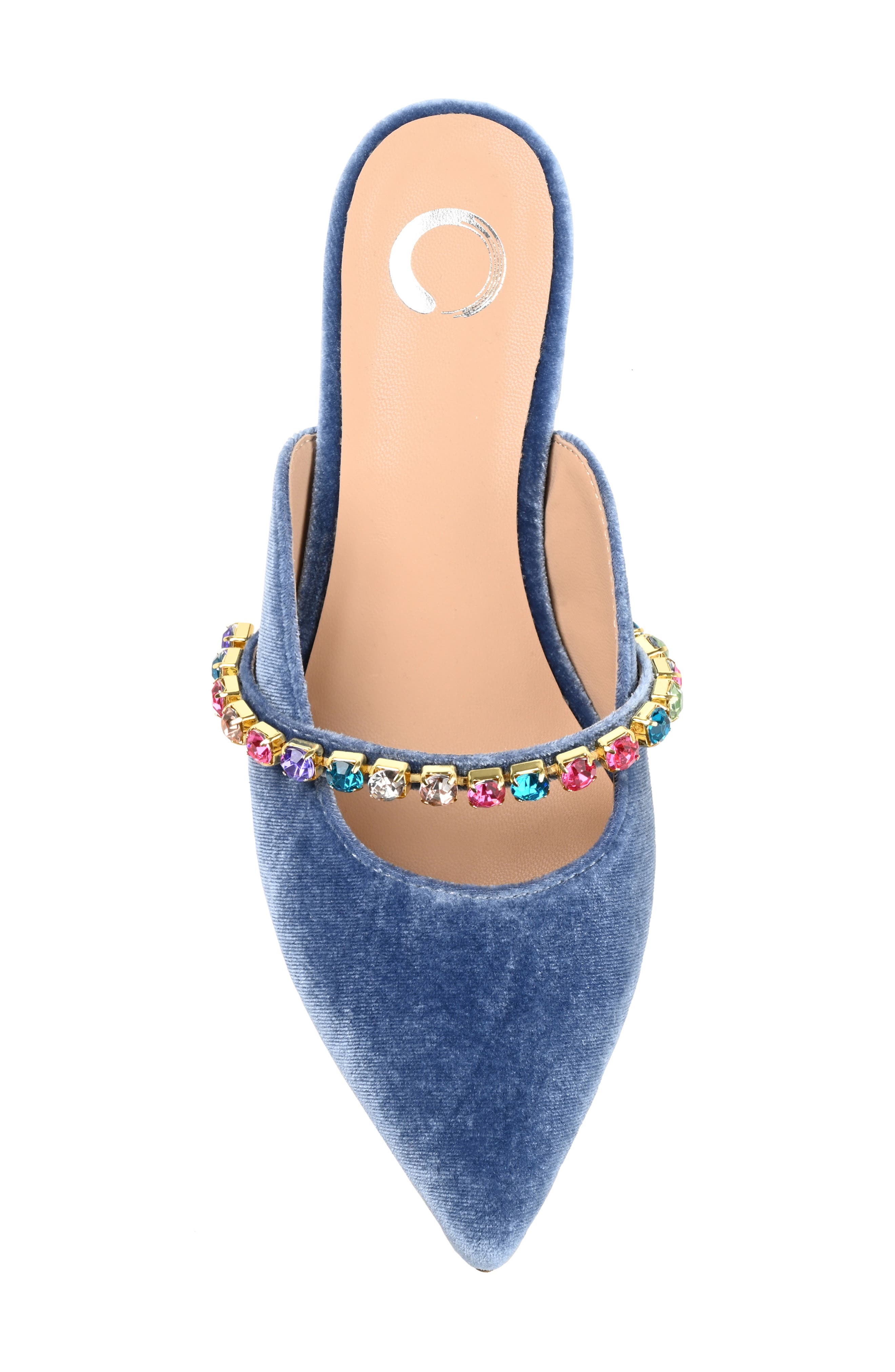Journee Collection Jewel Embellished Pointed Toe Mule, Alternate, color, Blue