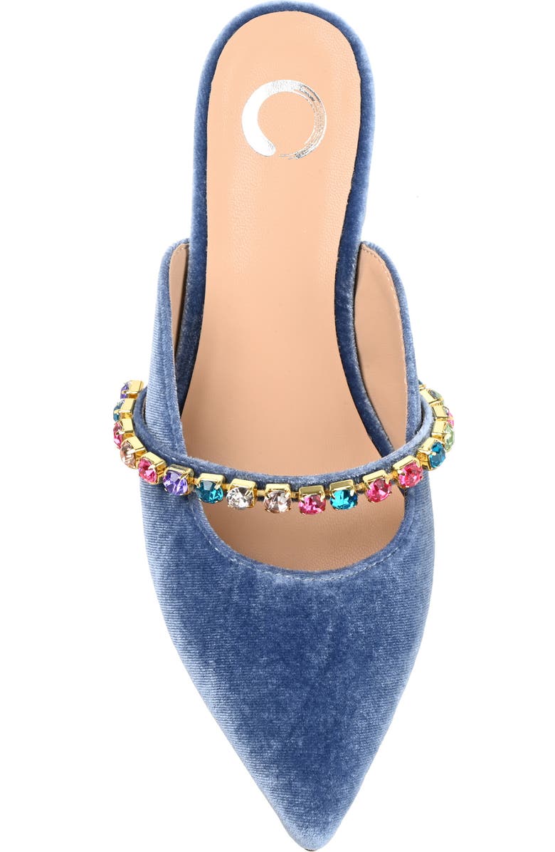 Journee Collection Jewel Embellished Pointed Toe Mule, Alternate, color, Blue